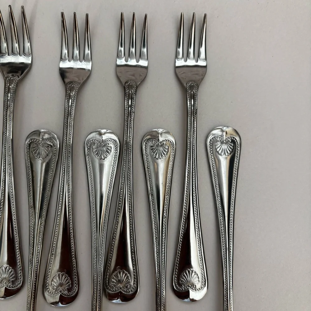 Towle Abbey Shell Fork Seafood Stainless Steel Japan Set‎ of 12 Silver 5 3/4”